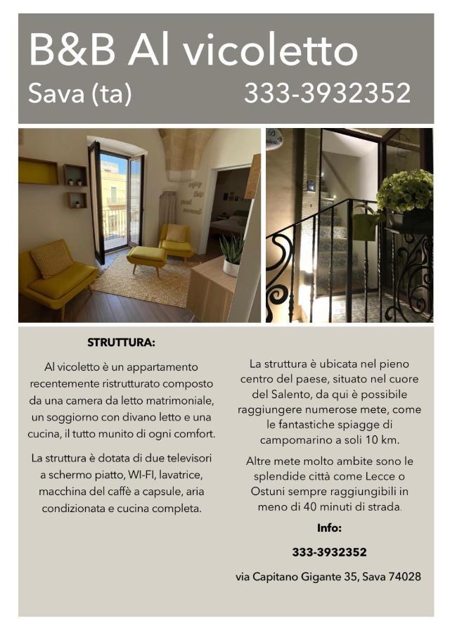 Al Vicoletto Bed & Breakfast Sava Bagian luar foto